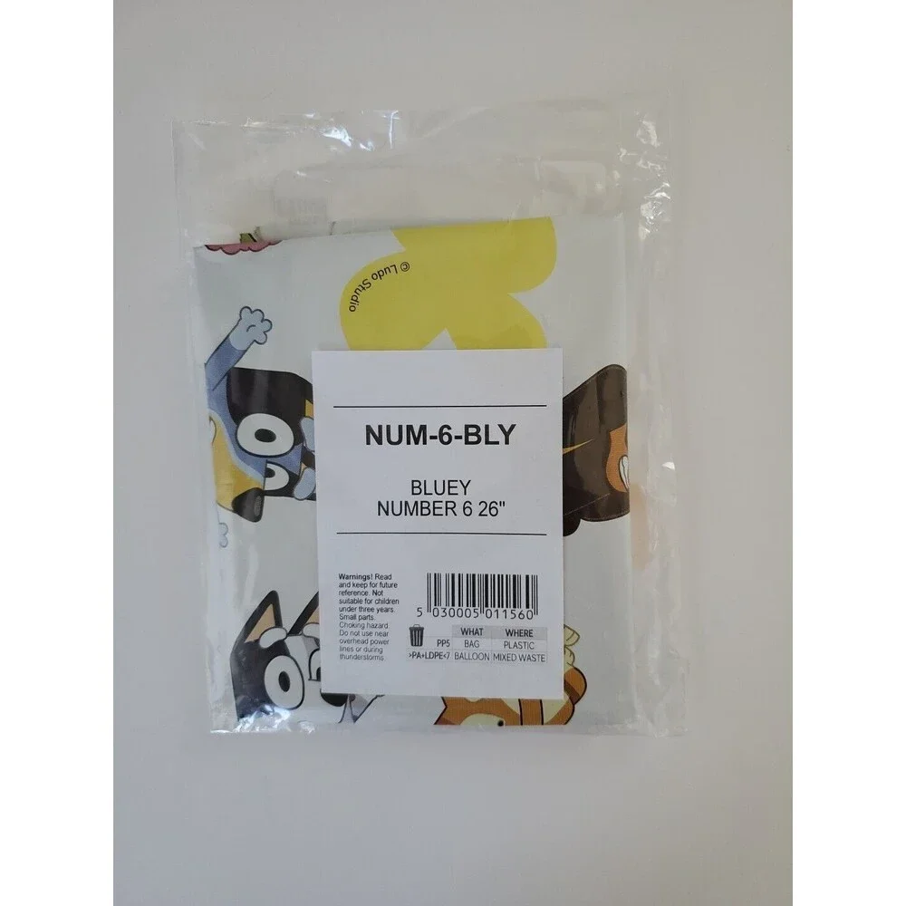 Bluey 26 Inch Number 6 Birthday Blow Up Foil Balloon New In Package